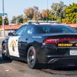 California Highway Patrol vehicle at an intersection. California Highway Patrol vehicle at an intersection.