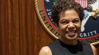 Image of Judge Tanya Chutkan, who is overseeing former President Donald Trump's case, set against a backdrop featuring the U.S. seal.