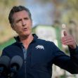 California Governor Gavin Newsom speaking during a press event, with a focus on public policy. California Governor Gavin Newsom speaking during a press event, with a focus on public policy.