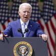 President Biden addressing the public at a podium with the Presidential seal, flanked by decorative American flags in the background. President Biden addressing the public at a podium with the Presidential seal, flanked by decorative American flags in the background.