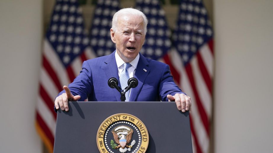 President Joe Biden speaks about gun violence prevention in the Rose Garden at the White House, Thursday, April 8, 2021, in Washington. (AP Photo / Andrew Harnik via WTTW)
