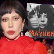 Close-up of a person with short black hair and bold makeup, wearing a red outfit, alongside the album cover of "MAYHEM" featuring a black-and-white image with stylized text. Close-up of a person with short black hair and bold makeup, wearing a red outfit, alongside the album cover of "MAYHEM" featuring a black-and-white image with stylized text.