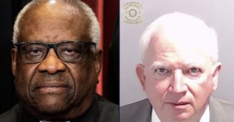 Image of Justice Clarence Thomas and John Eastman, highlighting the Supreme Court case involving the January 6 events.