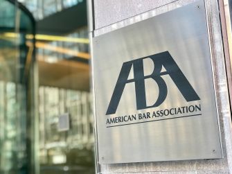 Signage for the American Bar Association (ABA) displayed on a building exterior.