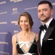 Justin Timberlake and a woman posing at an event, both dressed in formal attire. Justin Timberlake and a woman posing at an event, both dressed in formal attire.