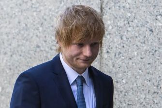 Ed Sheeran arrives at court for his copyright infringement trial regarding allegations that his song "Thinking Out Loud" plagiarized Marvin Gaye's "Let's Get It On."